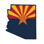 Arizona State Outline with Flag Design