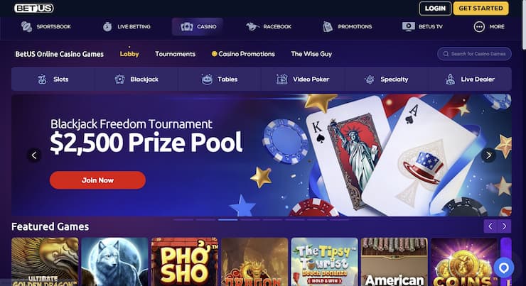 BetUS Promo Code Casino Lobby