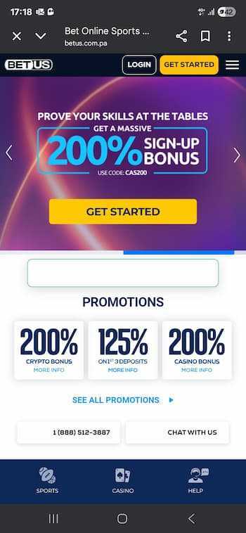 BetUS review on mobile 
