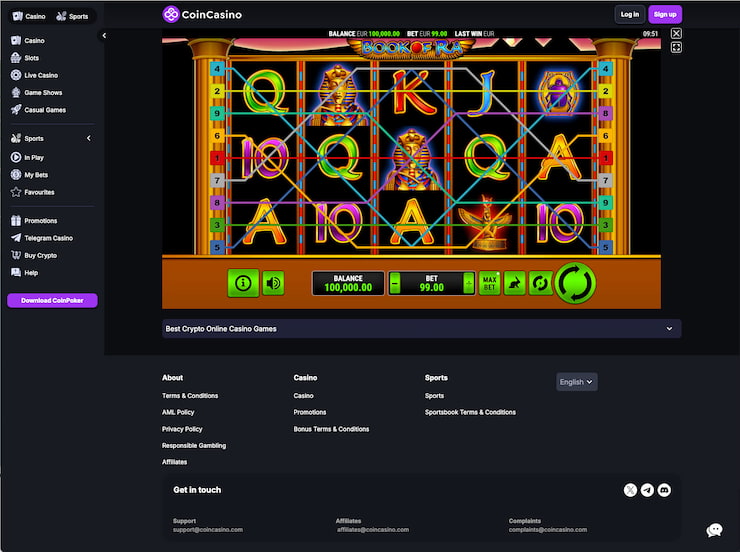 The Book of Ra slot at CoinCasino