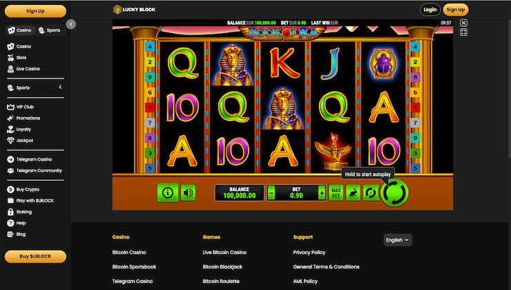 Lucky Block's Book of Ra casino 