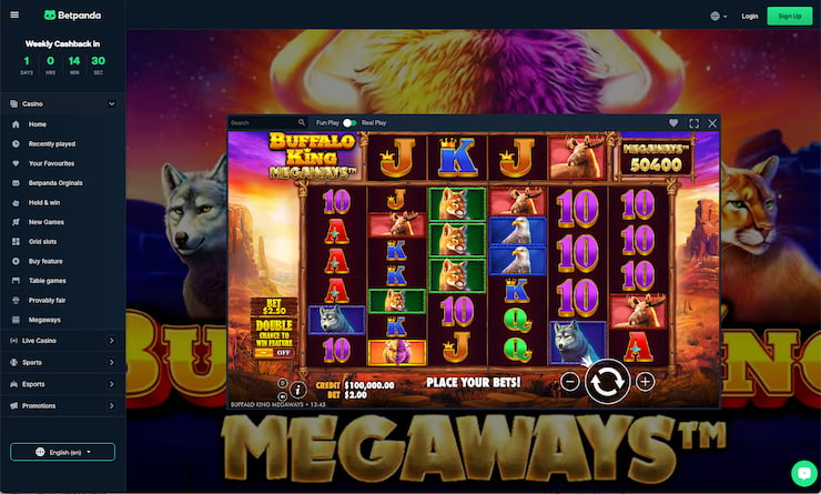 Betpanda's Buffalo King Megaways casino offering