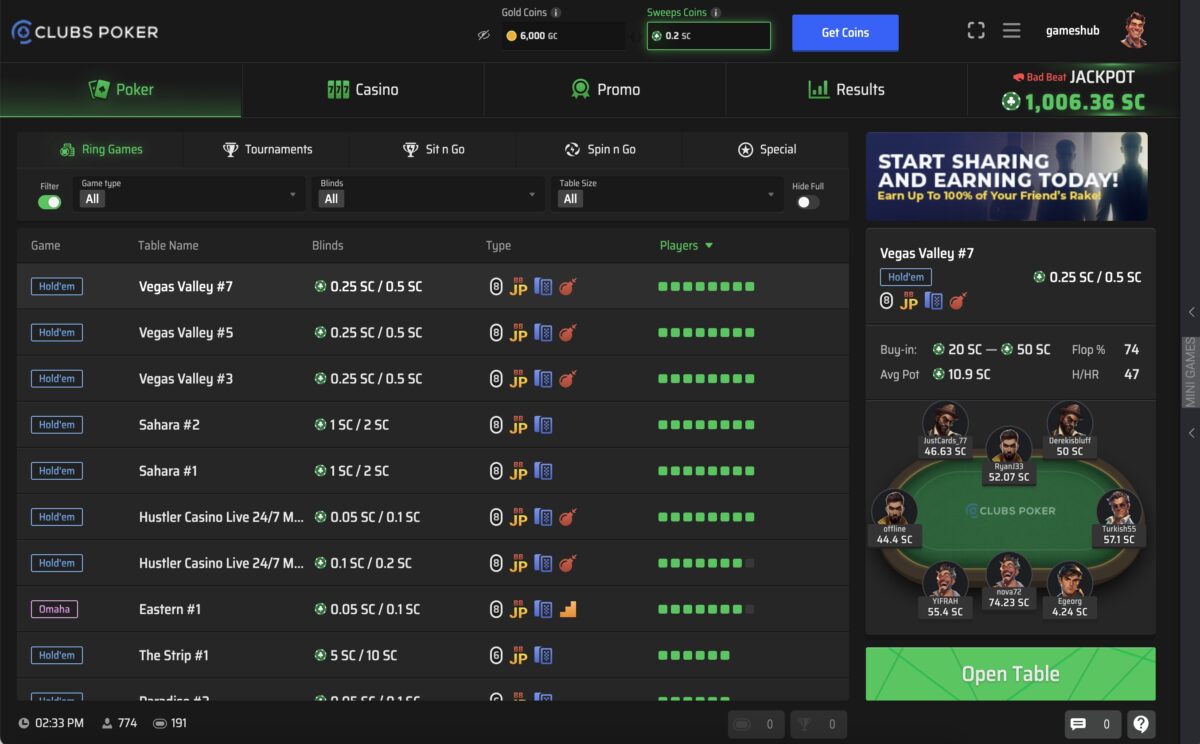 Clubs Poker Screenshot