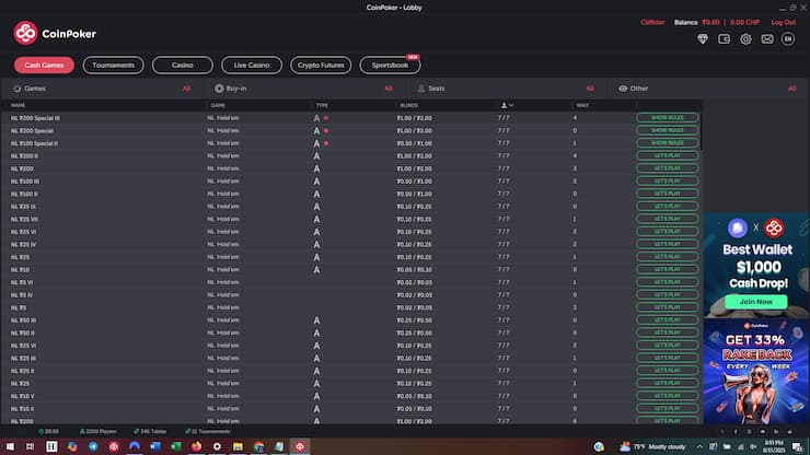 CoinPoker Cash Games