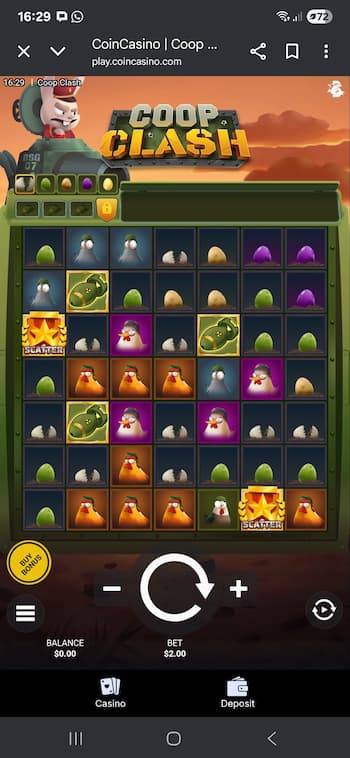 A mobile image of the game from our Coop Clash slot review 