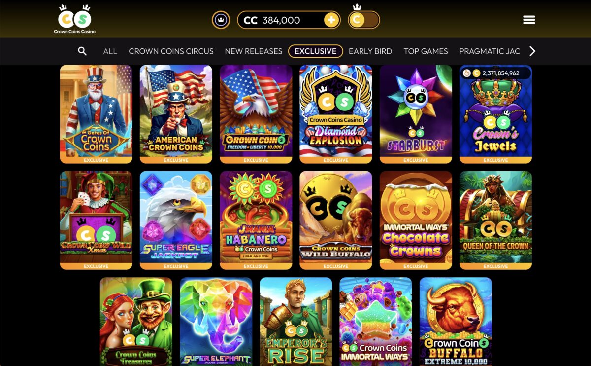 Crown Coins Sweepstakes Casino Screenshot