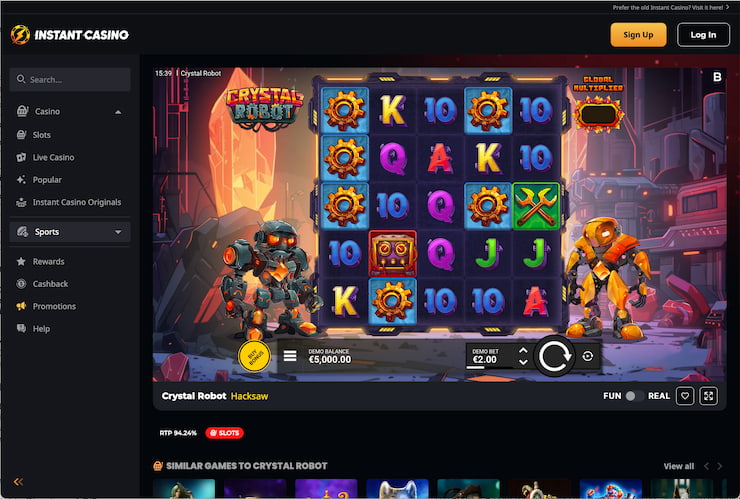 A look at the Crystal Robot slot at Instant Casino