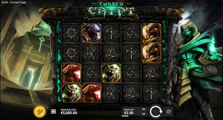 A screenshot of the game from our Cursed Crypt slot review 