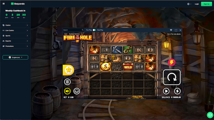Checking out Betpanda's Fire In The Hole casino 