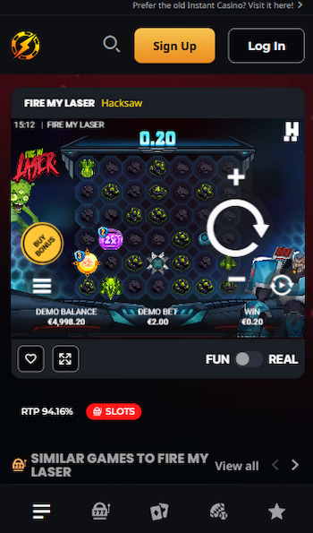 An image of the Fire My Laser Hacksaw slot on mobile