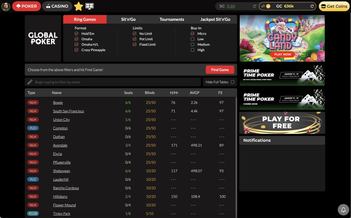 Global Poker Screenshot