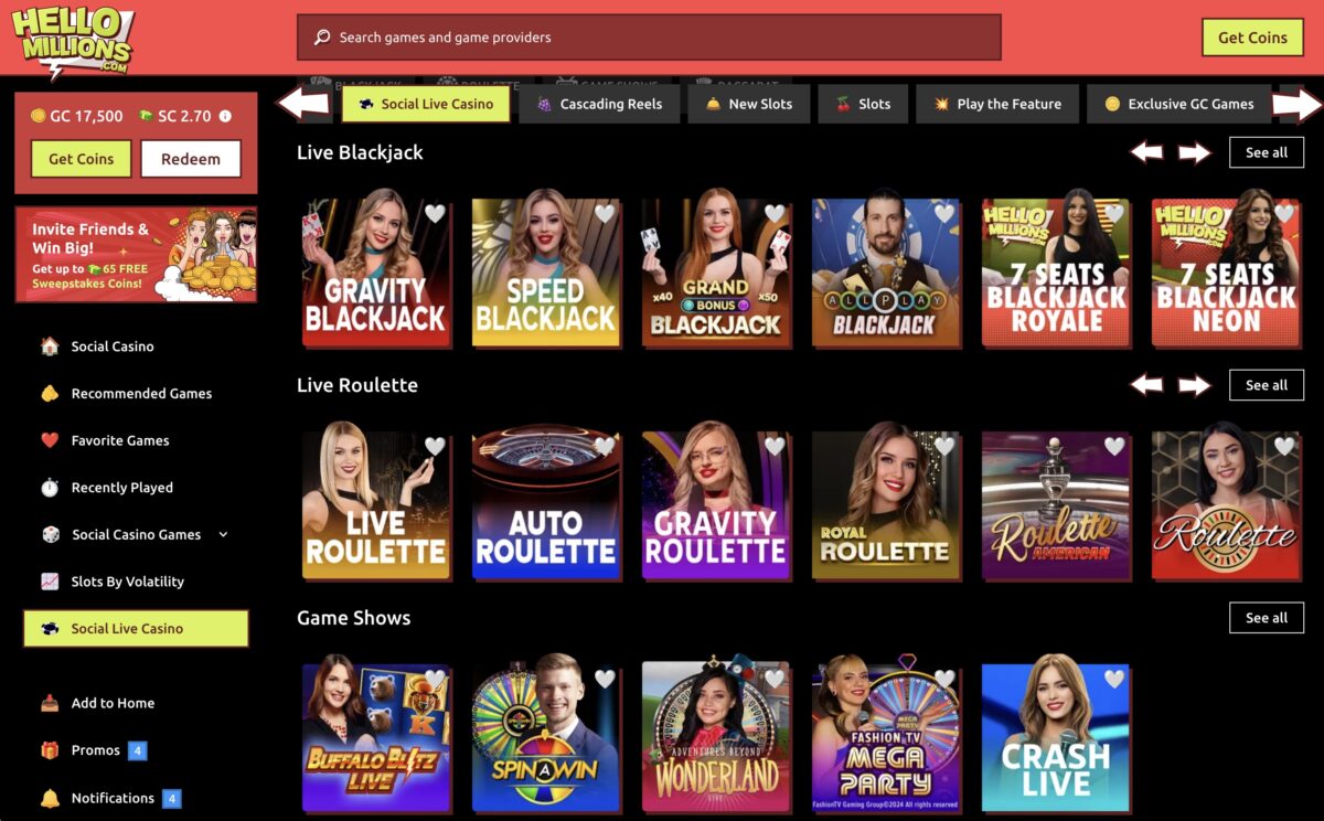 Hello Millions Social Live Casino Dealer Games
