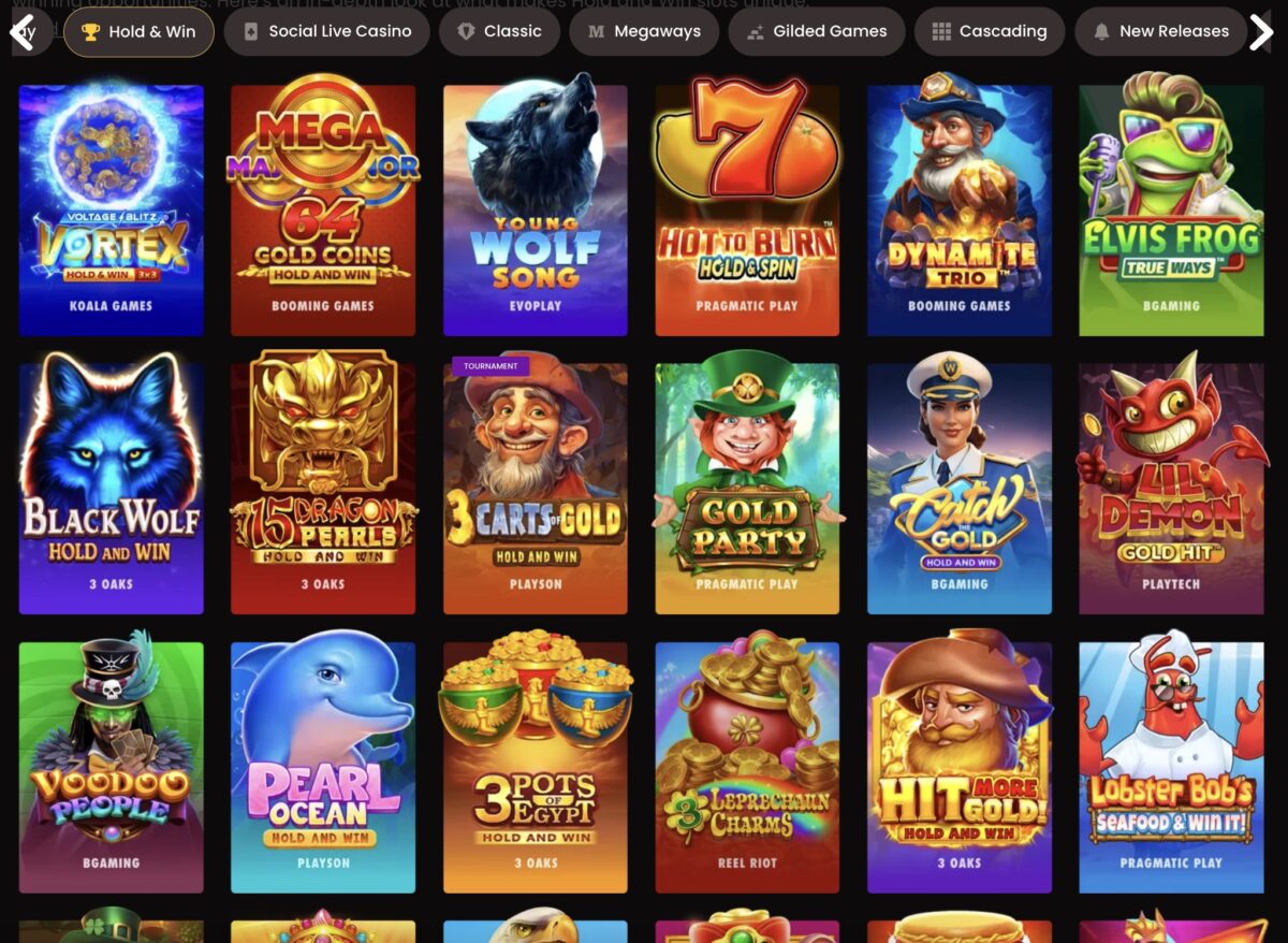 Screenshot of Hold & Win Slots at Mega Bonanza