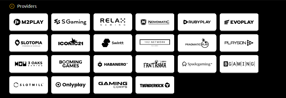 Game Providers at Jackpota
