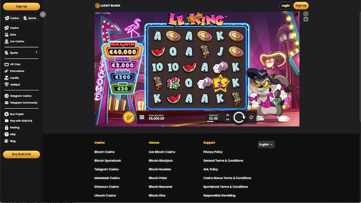 A look at Lucky Block's Le King casino 