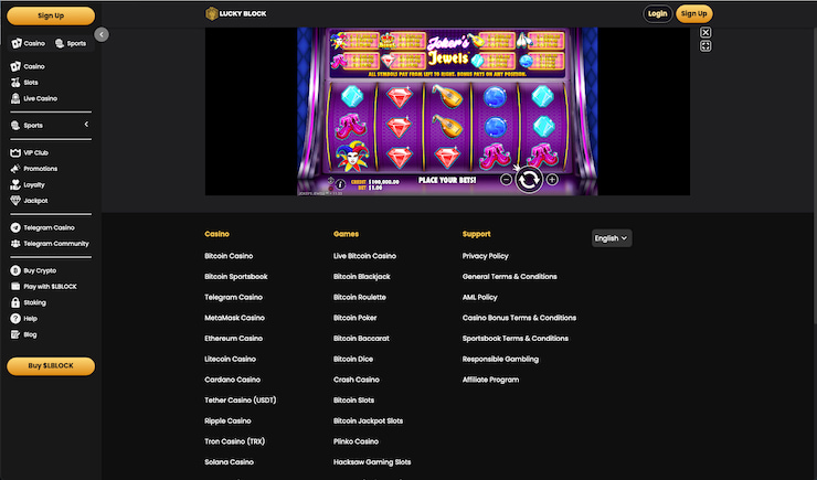 Checking out Lucky Block's Joker's Jewels casino 