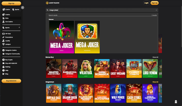 Lucky Block's Mega Joker casino