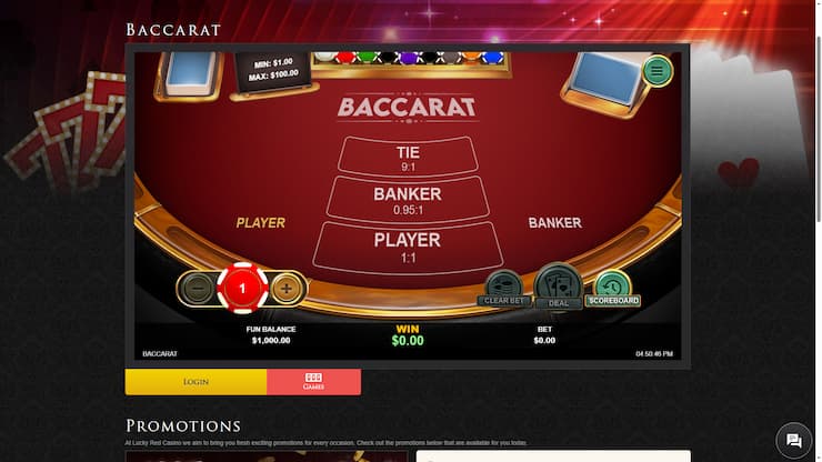 Lucky Red Casino Mobile Baccarat Game