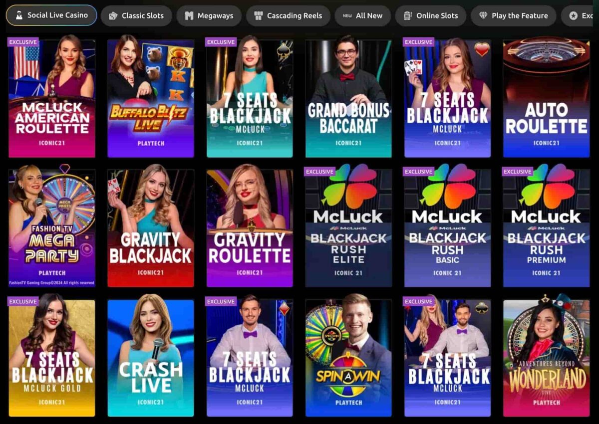 mcluck live dealer games screenshot