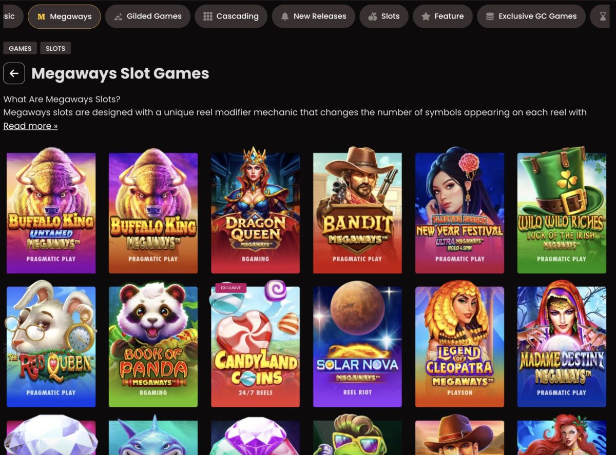 Screenshot of the slots at Mega Bonanza