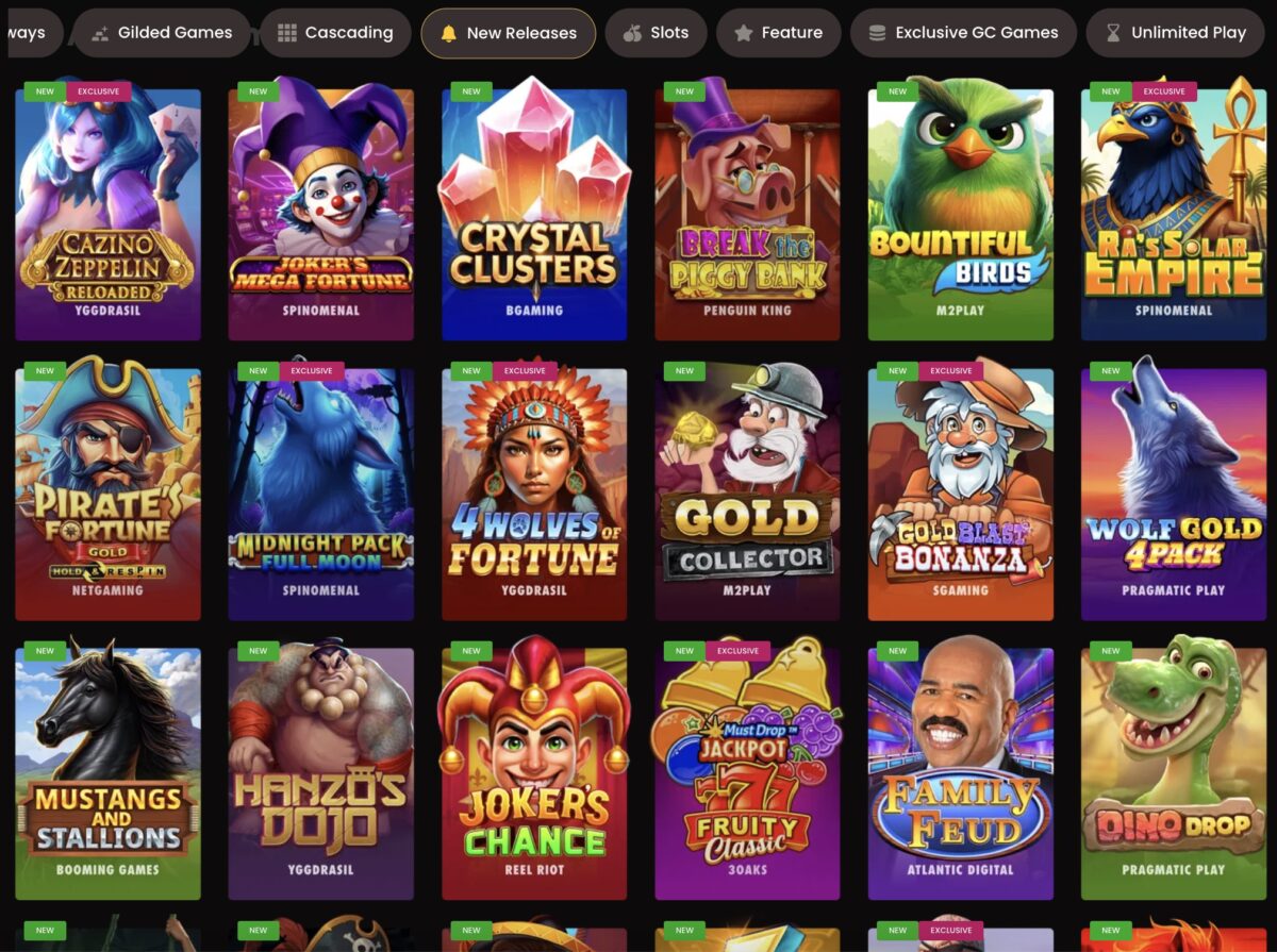 Screenshot of New releases slots at Mega Bonanza