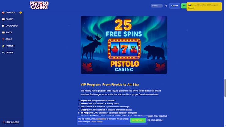 Pistolo Casino Free Spin Bonuses
