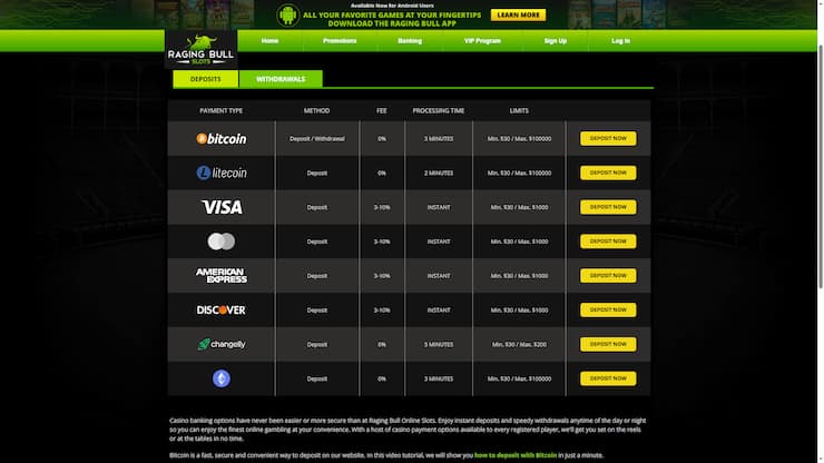 Raging Bull Visa Casino
