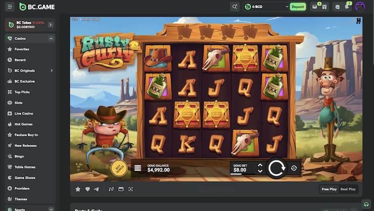 An image of BC.Game from our Rusty and Curly Slot review