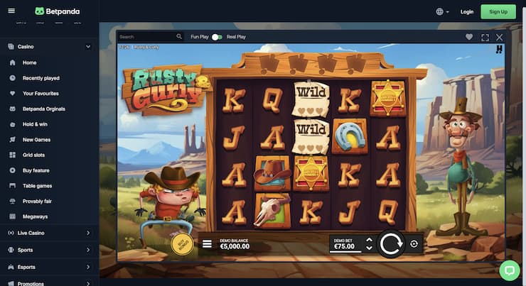 Playing the game at Betpanda during our Rusty and Curly slot review