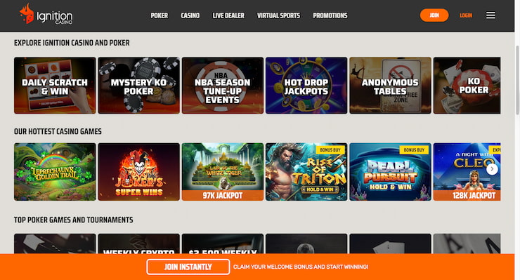Ignition Casino Review homepage