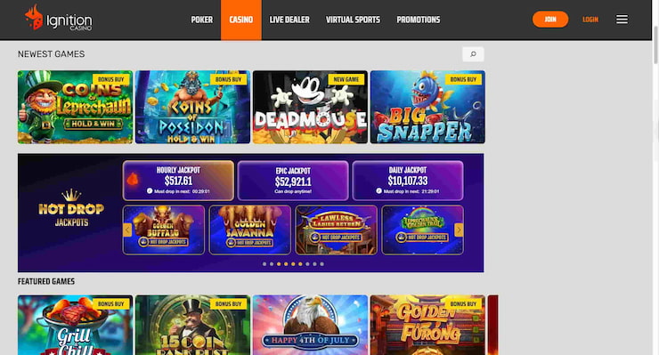Ignition Casino review game library