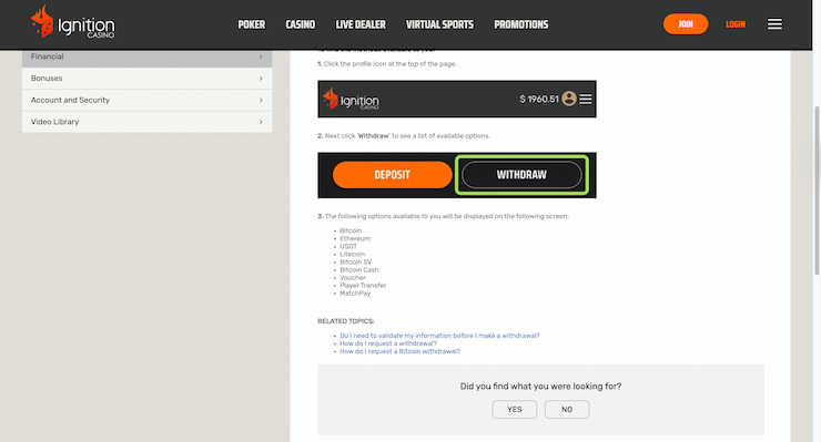 Ignition Casino Banking