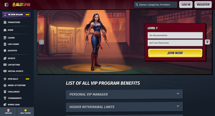 Ally Spin Casino free spin bonus