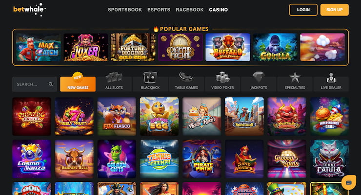 BetWhale casino homepage