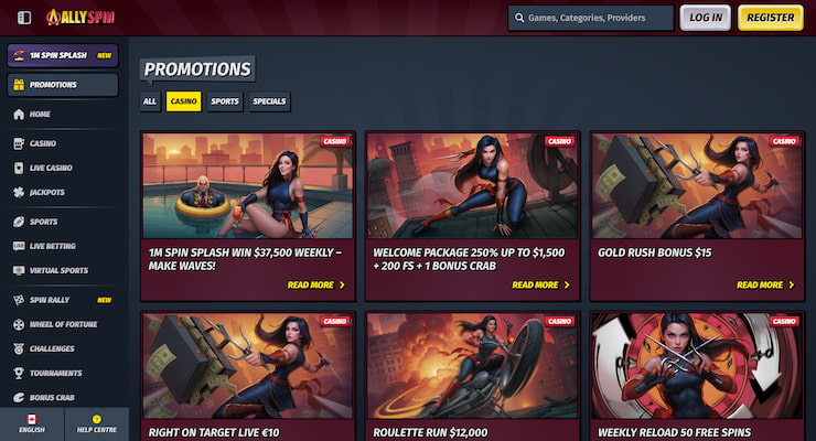 AllySpin Casino Promotions page