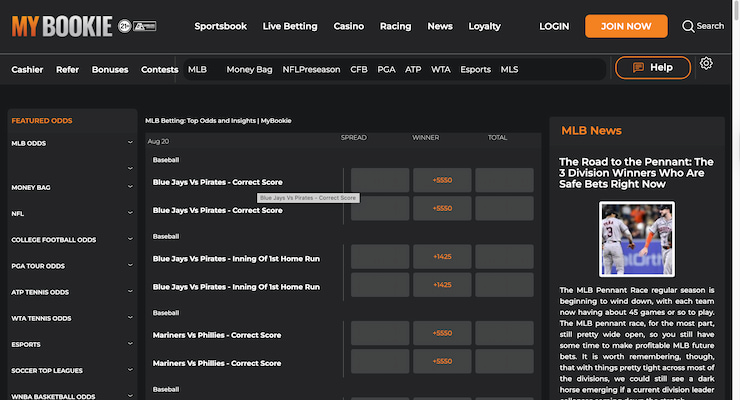 MyBookie Sportsbook Odds