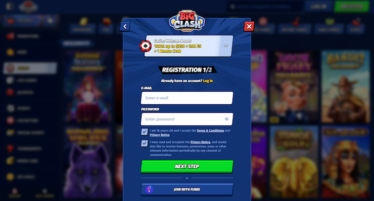 Big Clash Casino registration