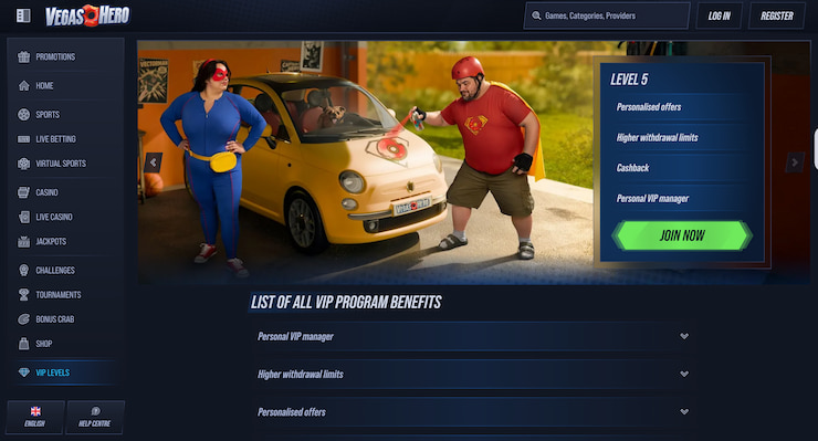 Vegas Hero Casino loyalty program