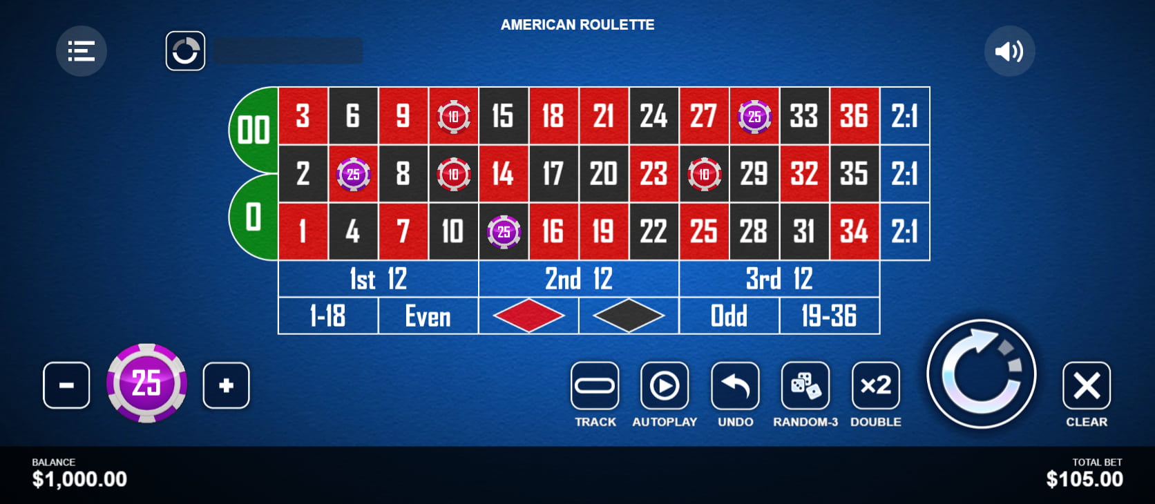 American Roulette - Set Chip Size