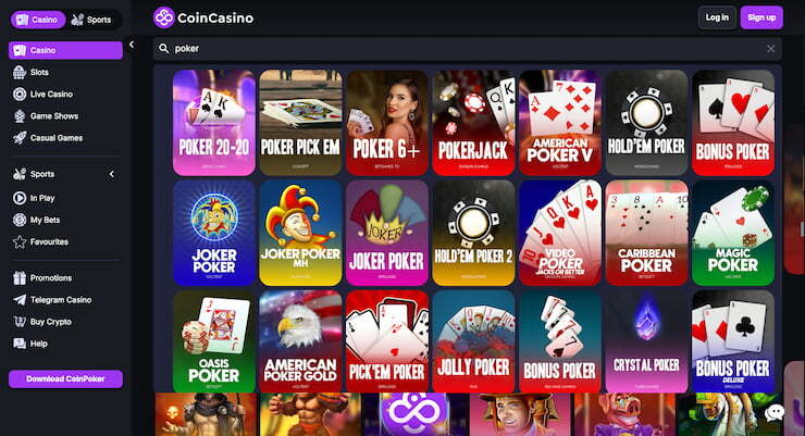 Free video poker games at CoinPoker