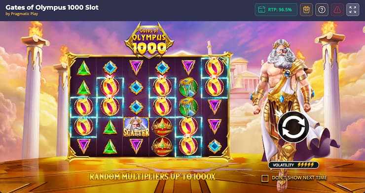 An image of a leading slot title from Pragmatic Play, Gates of Olympus 1000.