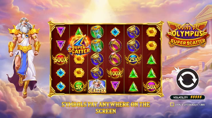 An image of the Pragmatic Play slot, Gates of Olympus Super Scatter.