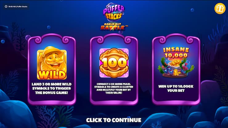 An image of the Puffer Stacks online slot machine.