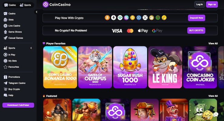 CoinCasino home page