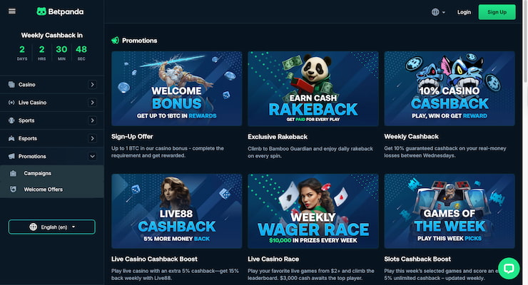 BetPanda Casino bonuses