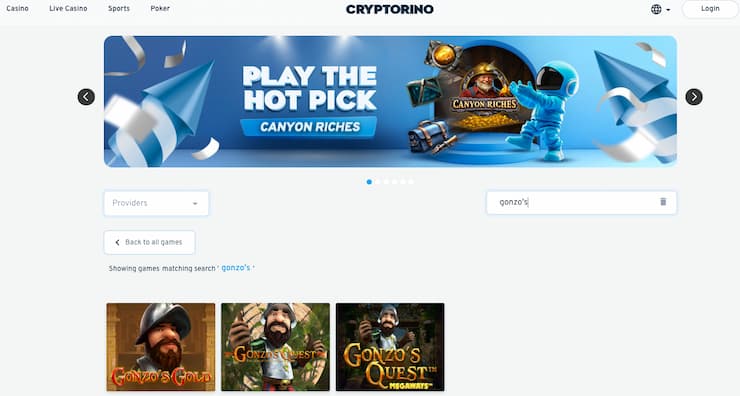 An image of Gonzo's Quest at Cryptorino.