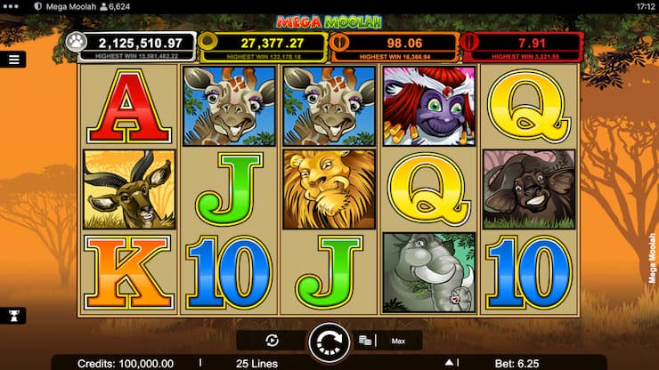 An image of the Mega Moolah online slot.