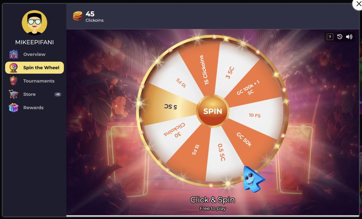 Casino.Click Spin the Wheel Daily Bonus