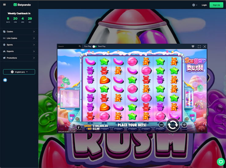 What Betpanda's Sugar Rush casino looks like