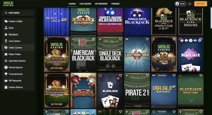 Wild Casino Bonus Codes Table Games